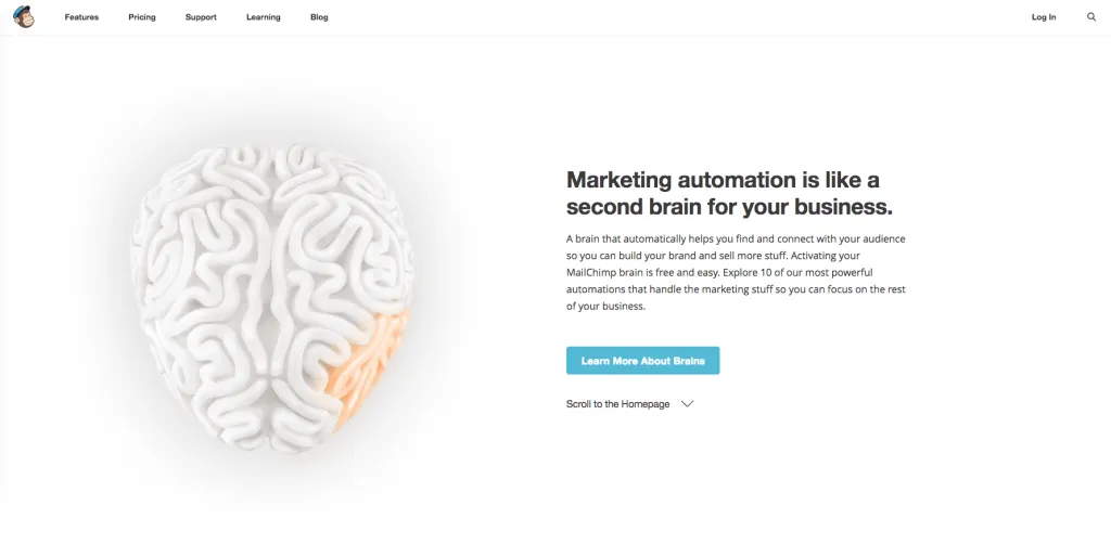 Screenshot of MailChimp's homepage