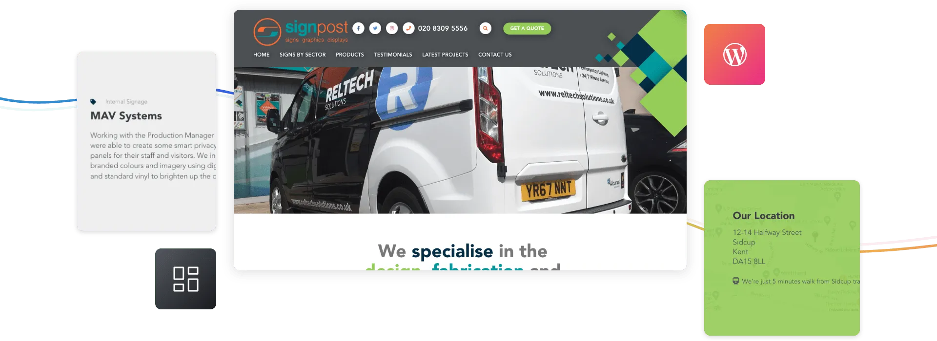 Screenshot showing Signpost Signs homepage