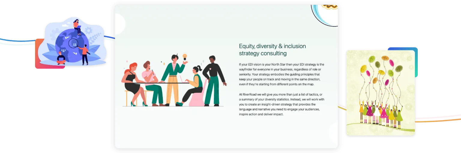 Screenshots showing sections of River Road website