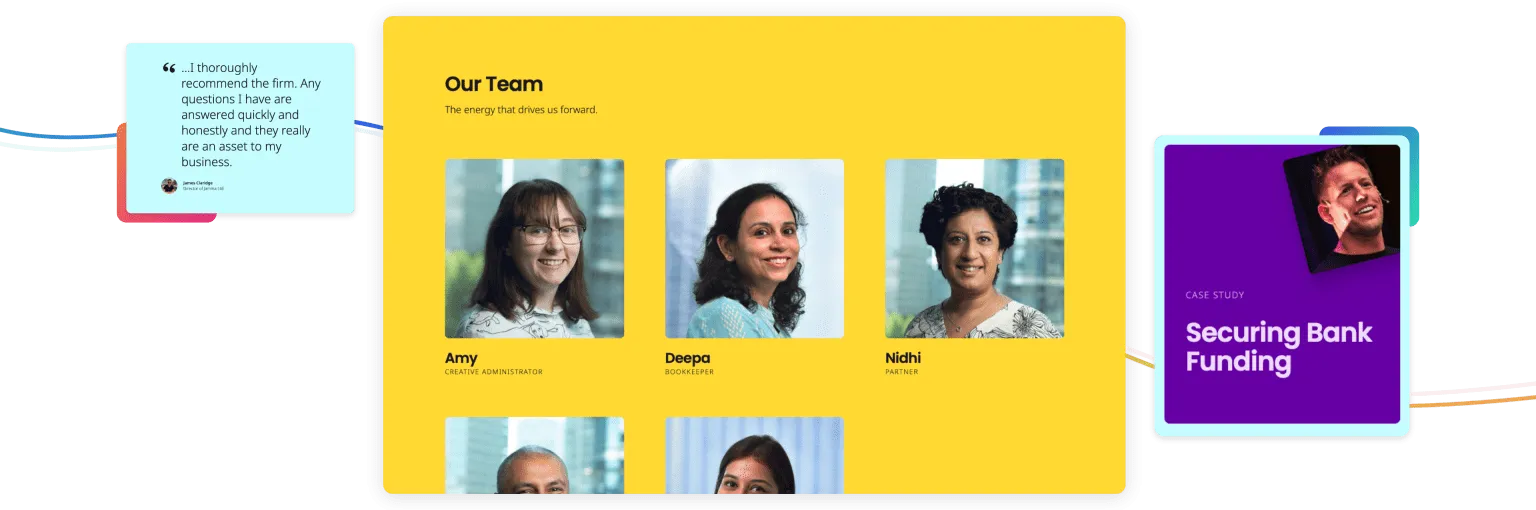 Screenshots showing sections of Pennyhills website